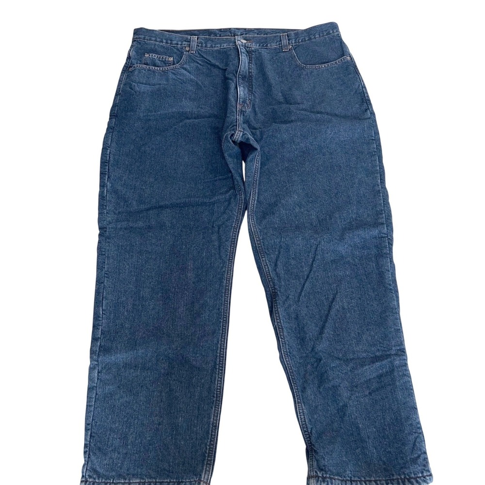 Member's Mark Flannel Lined Jeans Mens 42x30 Blue Plaid Lined Relaxed Workwear